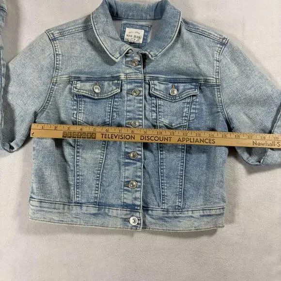 Wax Jean Denim Jacket Womens Small Light Wash Cropped Trucker Jean - Picture 5 of 7